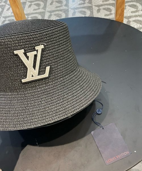 LV072 - Logo Straw bucket hat Black