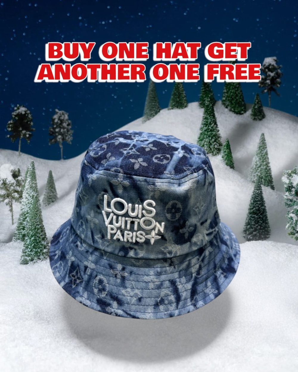 LV064 - Monogram Canvas Bucket Hat Blue