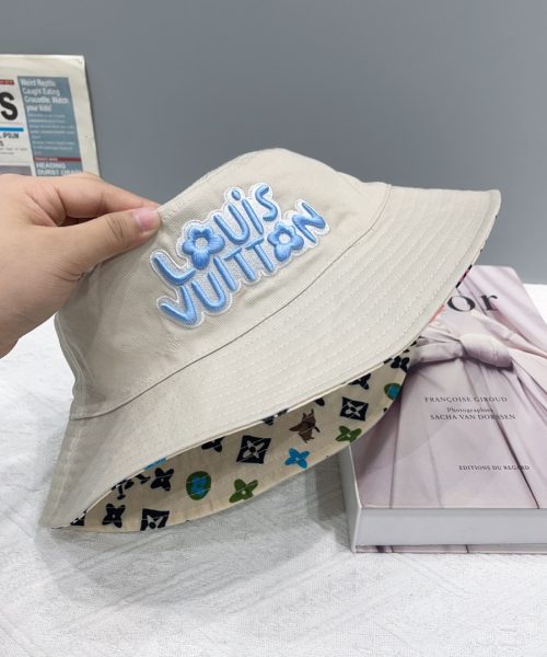 LV047 - Logo Cotton Bucket Hat White Reversible