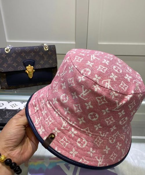 LV016 - Monogram Denim Bucket Hat Pink