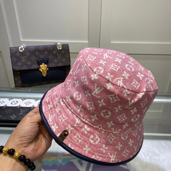LV016 - Monogram Denim Bucket Hat Pink - Image 7