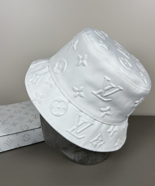 LV052 - Logo Denim Bucket Hat White
