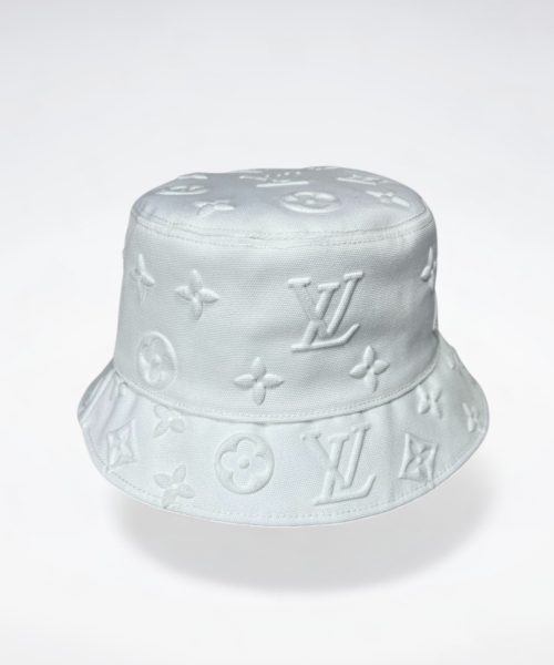 LV052 - Logo Denim Bucket Hat White