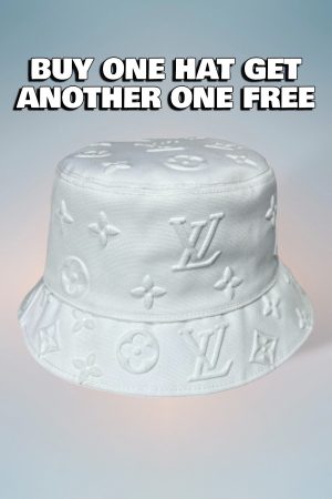 LV052 - Logo Denim Bucket Hat White