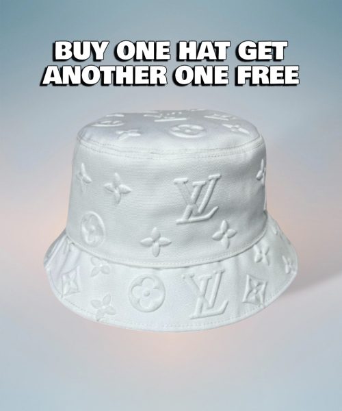 LV052 - Logo Denim Bucket Hat White
