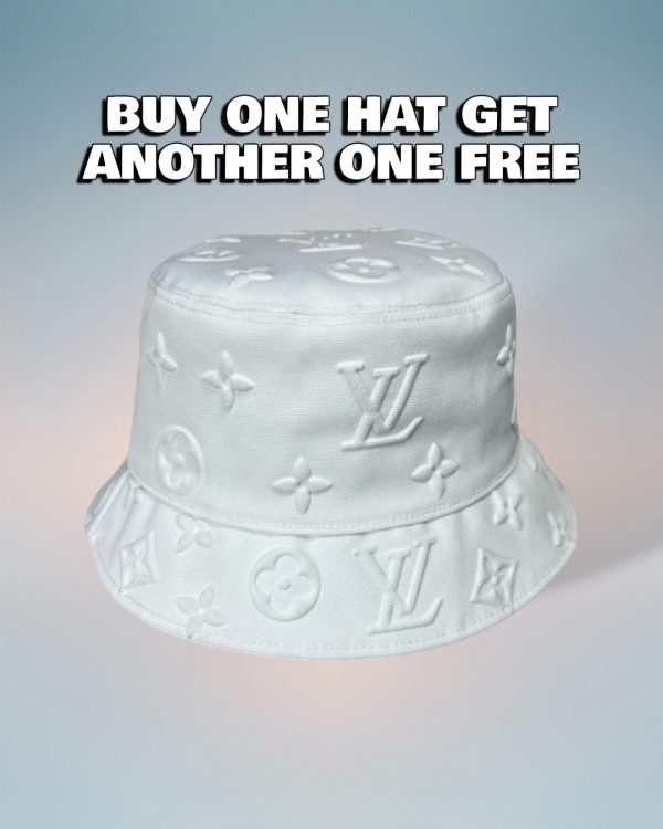 LV052 - Logo Denim Bucket Hat White
