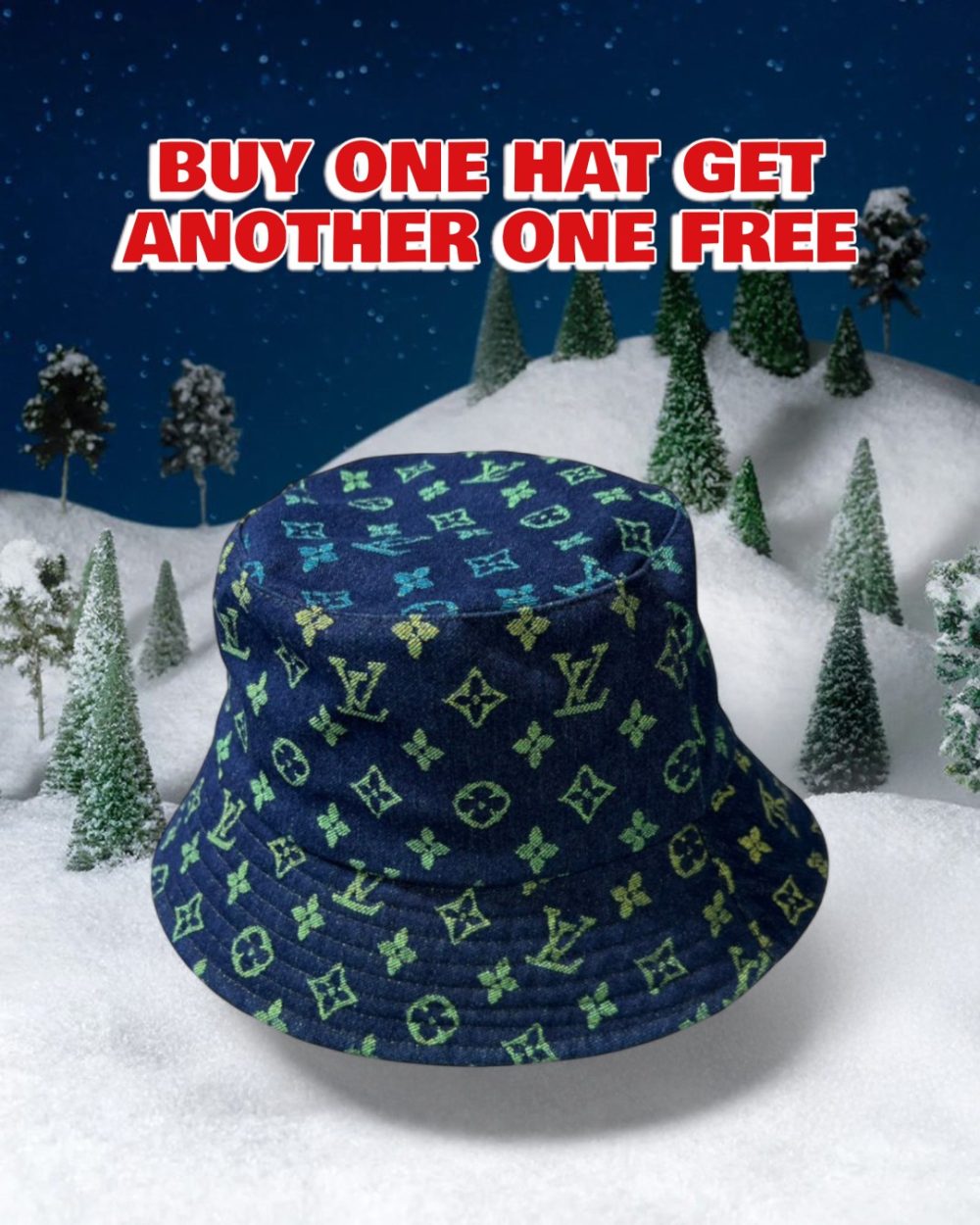 LV032 - Monogram Yellow Denim Bucket Hat