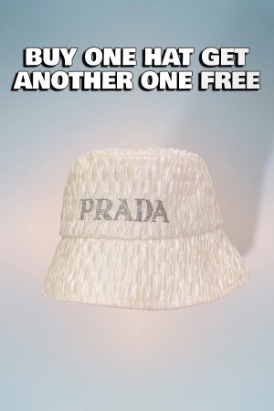 PR004 - Monogram Cotton Bucket Hat White