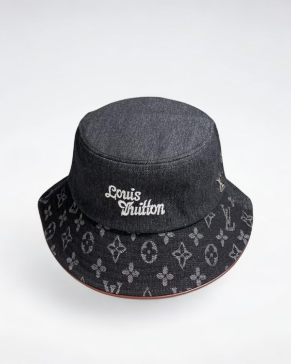 LV051 - Logo Denim Bucket Hat Black - Image 2