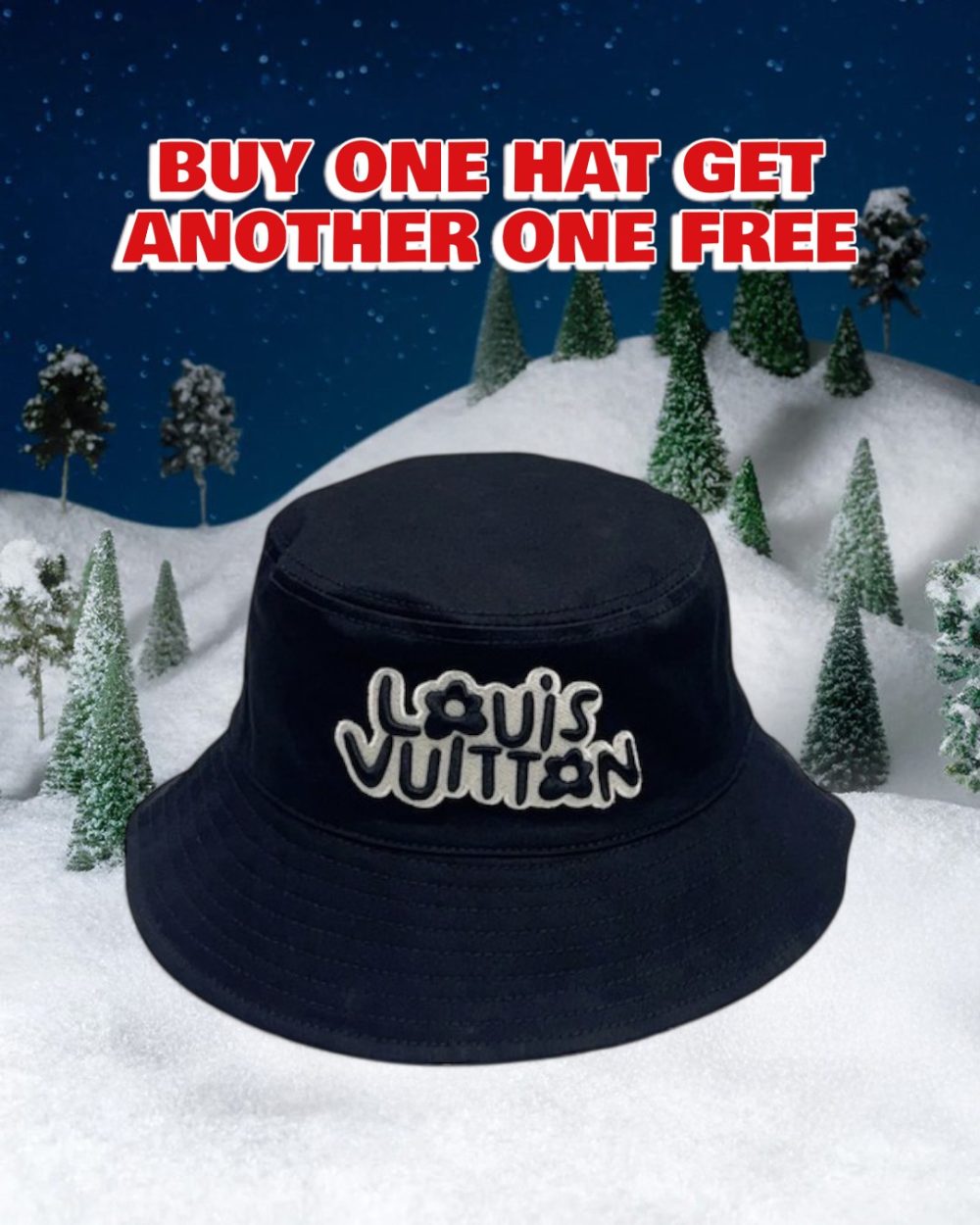 LV045 - Logo Cotton Bucket Hat Black Reversible