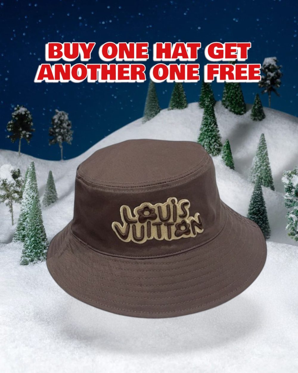 LV044 - Logo Cotton Bucket Hat Brown Reversible