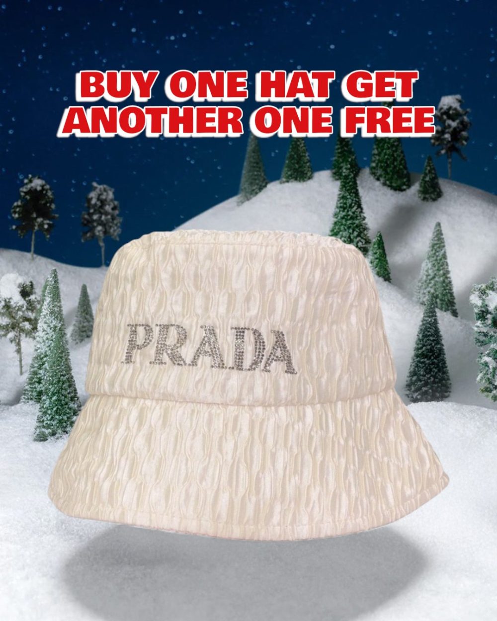 PR004 - Monogram Cotton Bucket Hat White