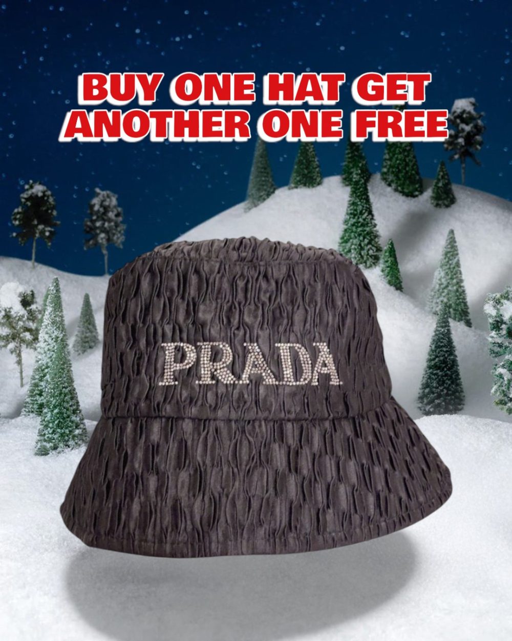 PR005 - Monogram Cotton Bucket Hat Black