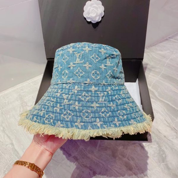 LV004 - Monogram Denim Bucket Hat Light Blue - Image 6