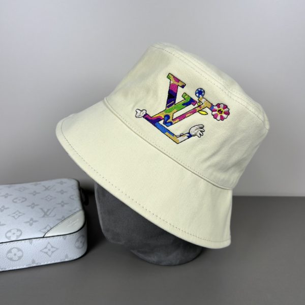 LV055 - Logo Cotton Bucket Hat Beige Reversible - Image 5