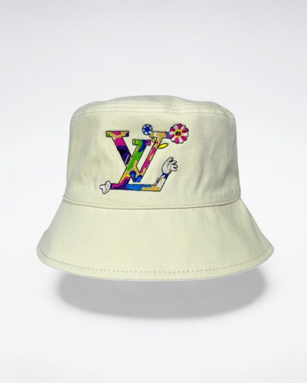 LV055 - Logo Cotton Bucket Hat Beige Reversible - Image 2