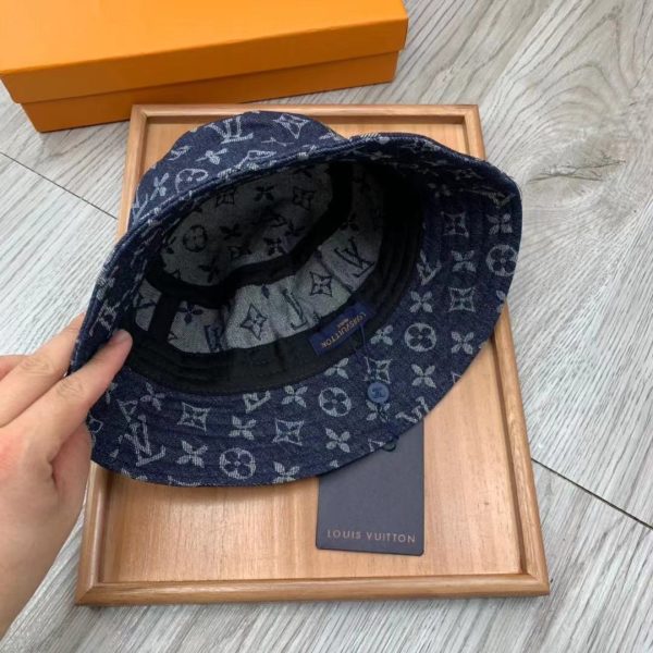 LV021 - Monogram Cotton Bucket Hat Blue - Image 5