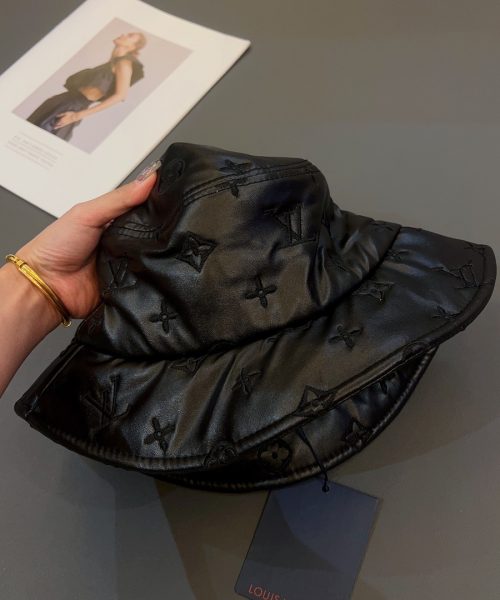 LV027 - Leather Bucket Hat Black