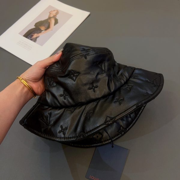 LV027 - Leather Bucket Hat Black - Image 7