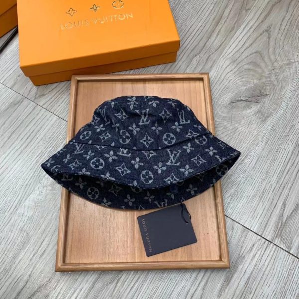 LV021 - Monogram Cotton Bucket Hat Blue - Image 6