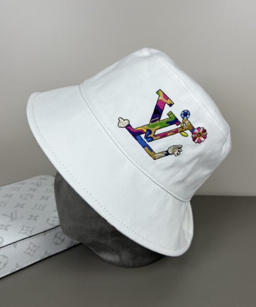 LV056 - Logo Cotton Bucket Hat White Reversible
