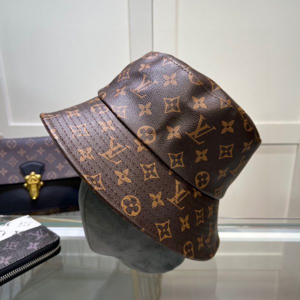 LV073 - Monogram Leather Bucket Hat Brown - Image 4