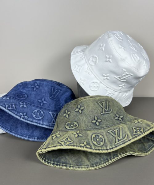LV052 - Logo Denim Bucket Hat White