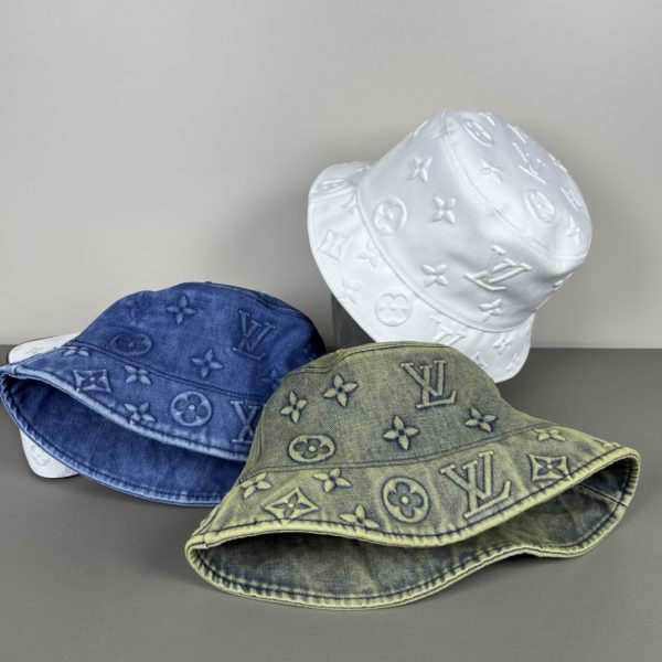 LV052 - Logo Denim Bucket Hat White - Image 10