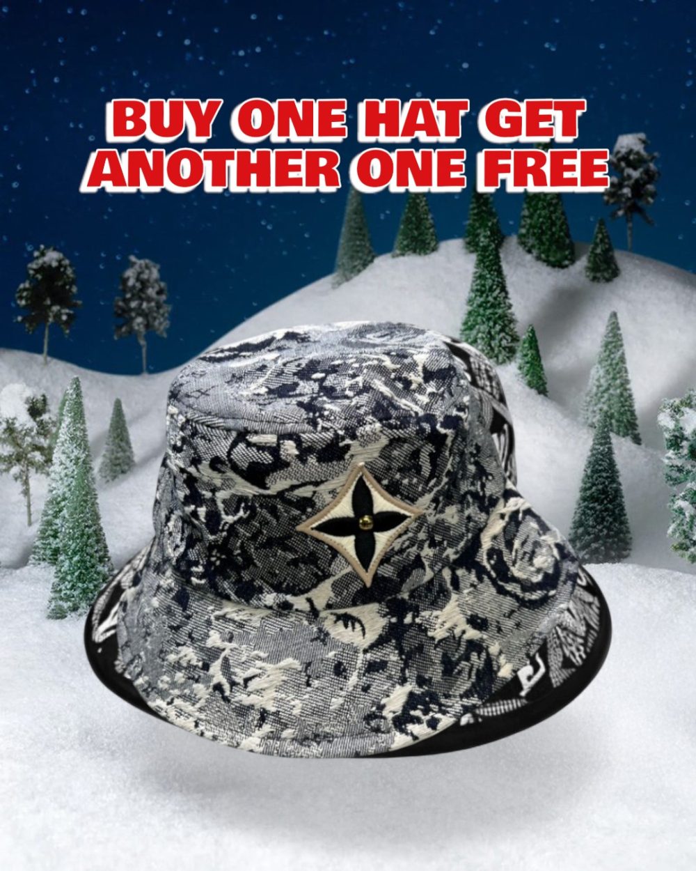 LV026 - Monogram Denim Bucket Hat Grey