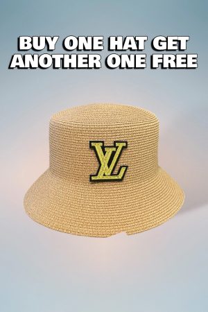 LV070 - Logo Straw bucket hat Beige