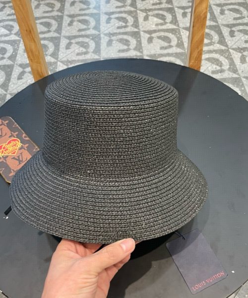 LV072 - Logo Straw bucket hat Black