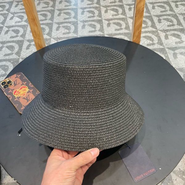 LV072 - Logo Straw bucket hat Black - Image 4