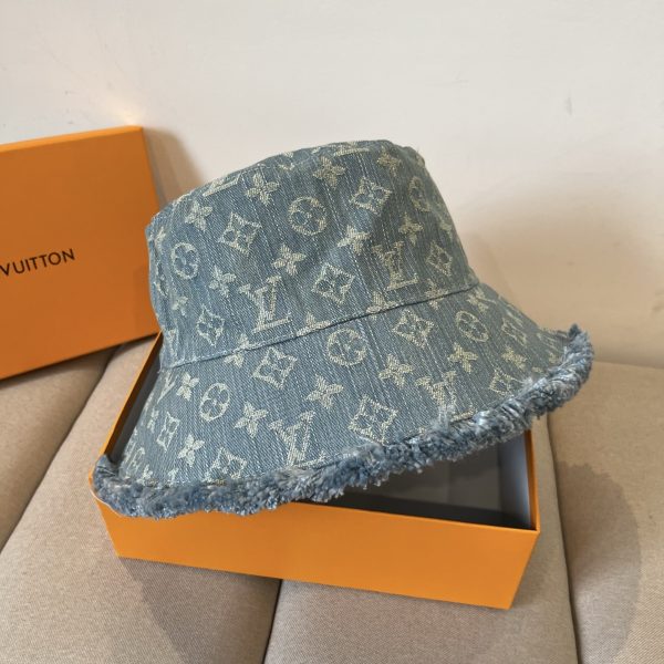 LV075 - Monogram Denim Bucket Hat Blue - Image 4