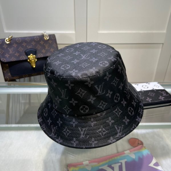 LV074 - Monogram Leather Bucket Hat Black - Image 5