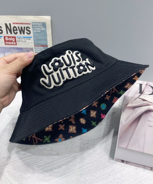 LV045 - Logo Cotton Bucket Hat Black Reversible