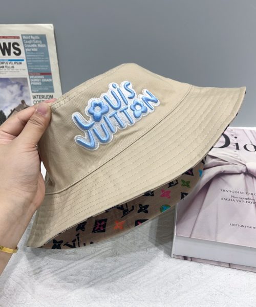 LV046 - Logo Cotton Bucket Hat Beige Reversible