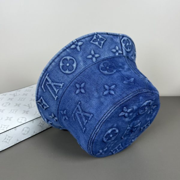 LV054 - Logo Denim Bucket Hat Blue - Image 6