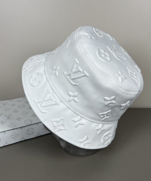 LV052 - Logo Denim Bucket Hat White