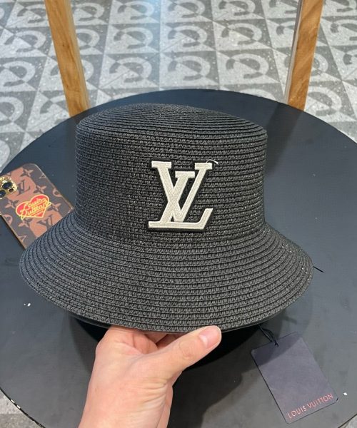 LV072 - Logo Straw bucket hat Black