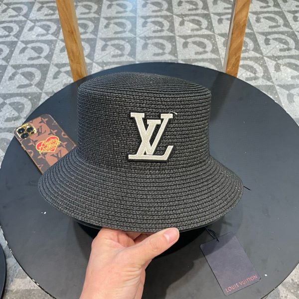 LV072 - Logo Straw bucket hat Black - Image 5