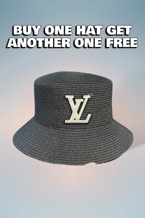 LV072 - Logo Straw bucket hat Black