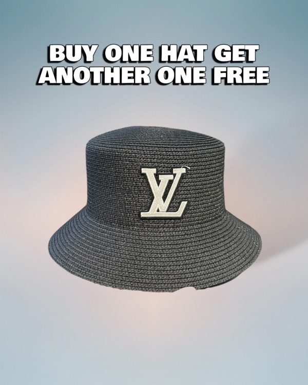 LV072 - Logo Straw bucket hat Black