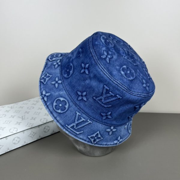 LV054 - Logo Denim Bucket Hat Blue - Image 7