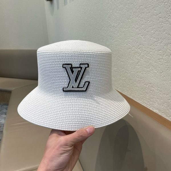 LV071 - Logo Straw bucket hat White - Image 4