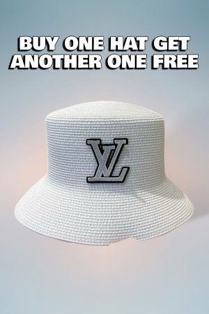 LV071 - Logo Straw bucket hat White