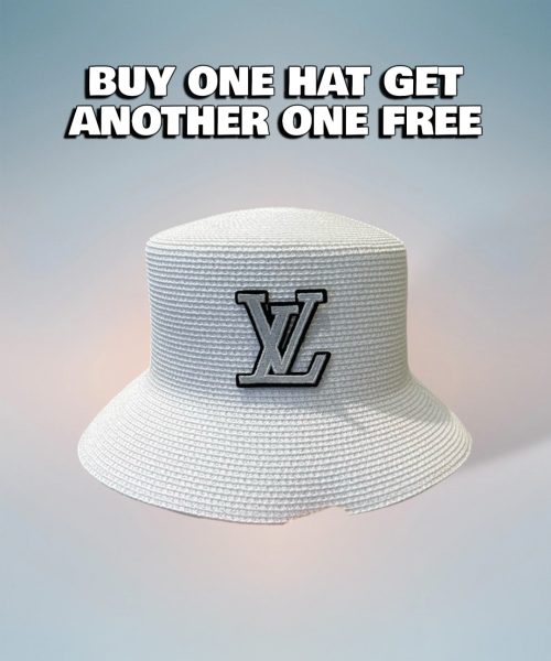 LV071 - Logo Straw bucket hat White