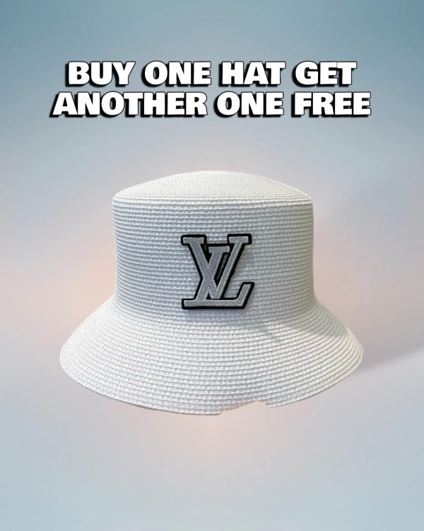 LV071 - Logo Straw bucket hat White