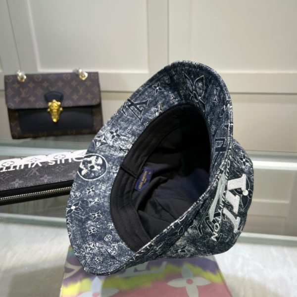 LV025 - Monogram Cotton Bucket Hat Blue - Image 4