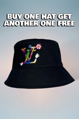 LV057 - Logo Cotton Bucket Hat Black Reversible