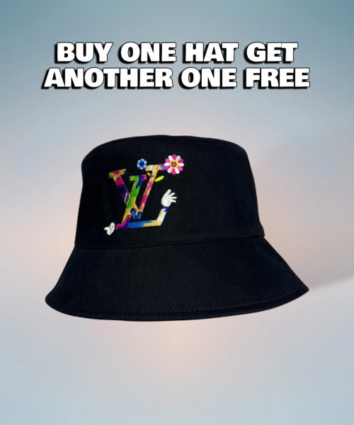 LV057 - Logo Cotton Bucket Hat Black Reversible